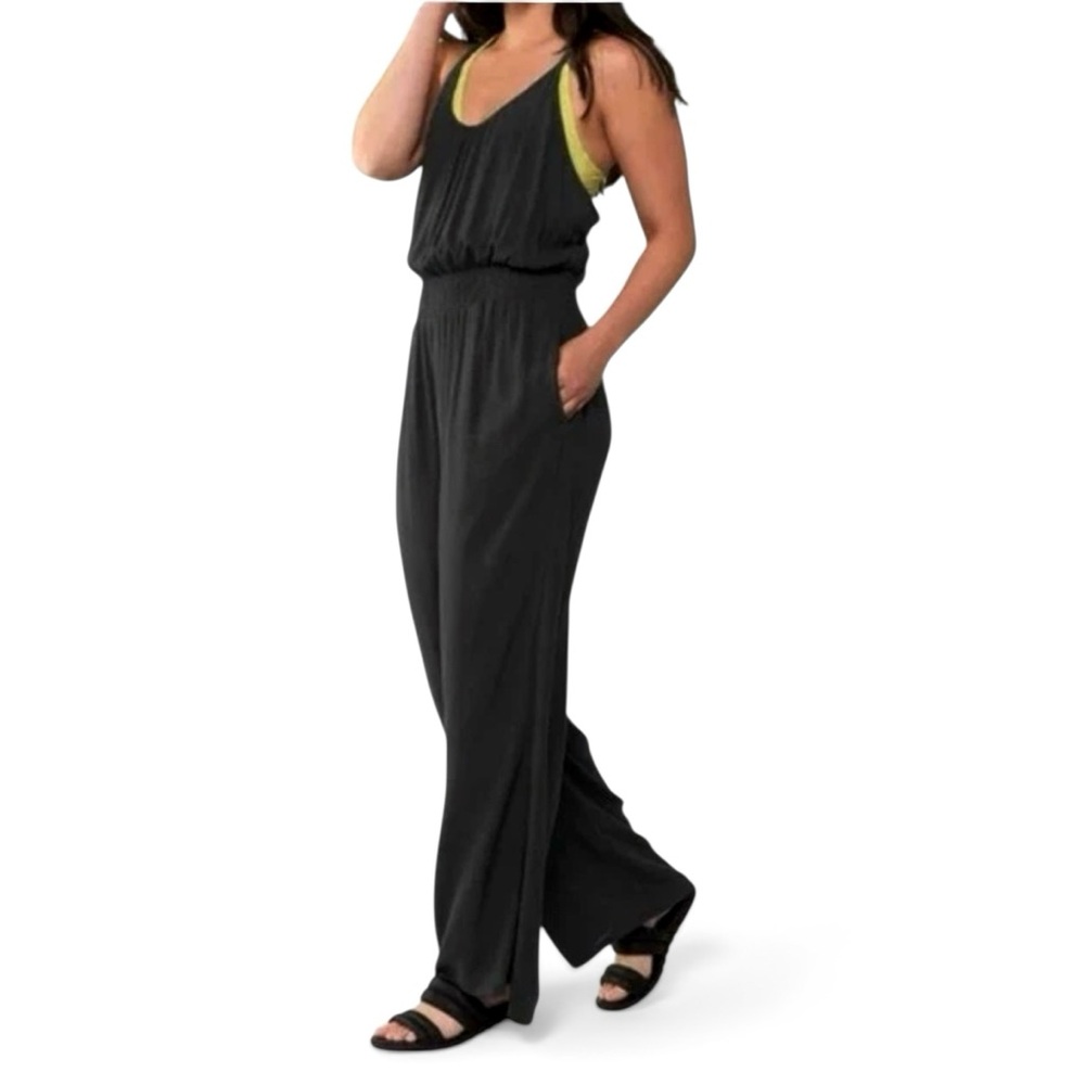 Prana Fernie Swimcover Black Wide-Leg Sleeveless Jumpsuit Size XS